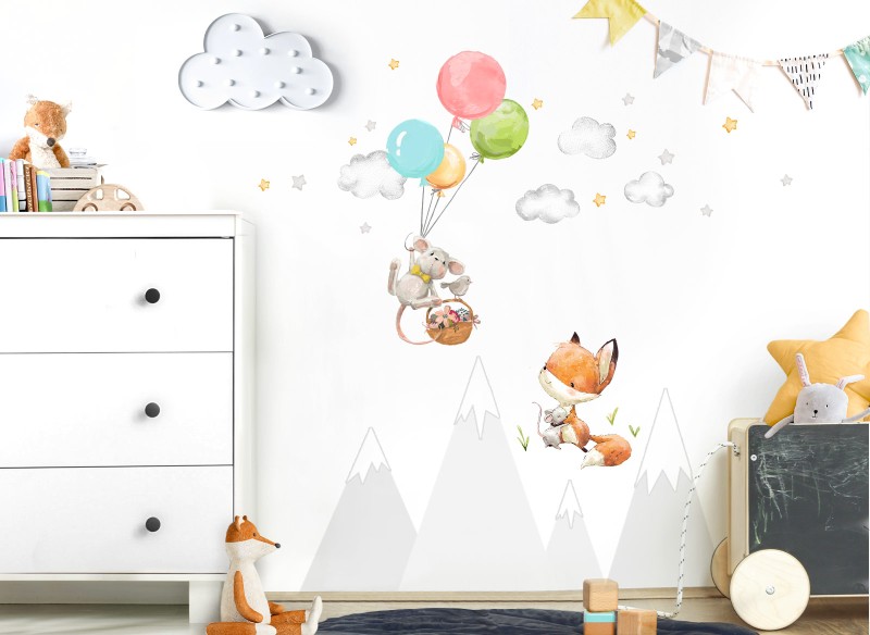 Little Deco Wandtattoo Fuchs und Maus mit Luftballons DL600