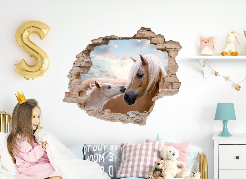 Little Deco Wandtattoo 3D Loch in der Wand mit Pferden DL630
