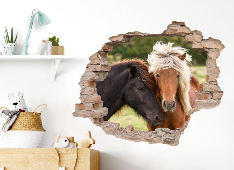 Little Deco Wandtattoo 3D Effekt Loch in der Wand mit Pferden DL632